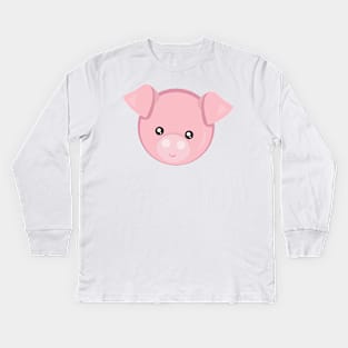 Cute Pig, Little Pig, Piggy, Pink Pig Kids Long Sleeve T-Shirt